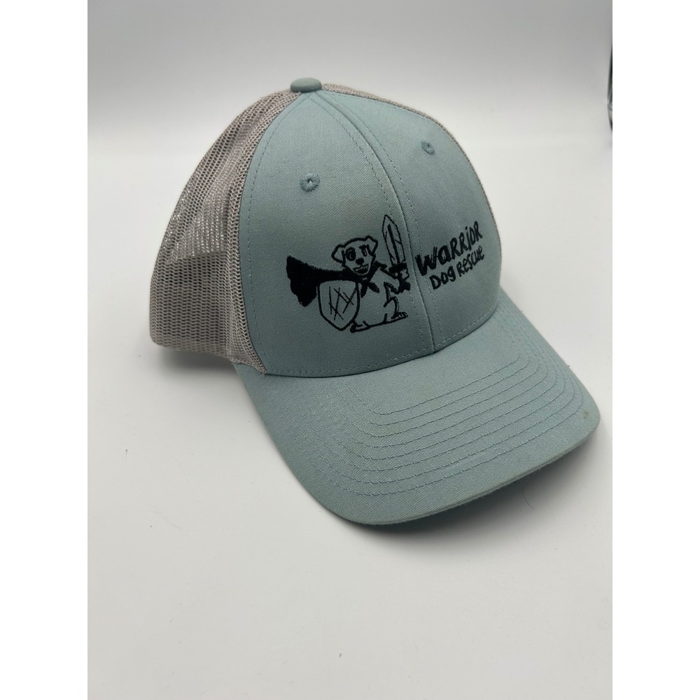 Richardson Warrior Dog Rescue Trucker Hat Blue Grey Snapback Mesh Cap